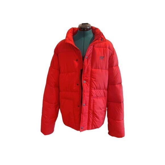 NWOT A&F men’s puffer Jacket Red XL - Picture 1 of 9